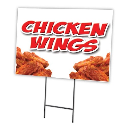 Signmission Chicken Wings Yard Sign & Stake outdoor plastic coroplast window, C-1216-DS-Chicken Wings C-1216-DS-Chicken Wings